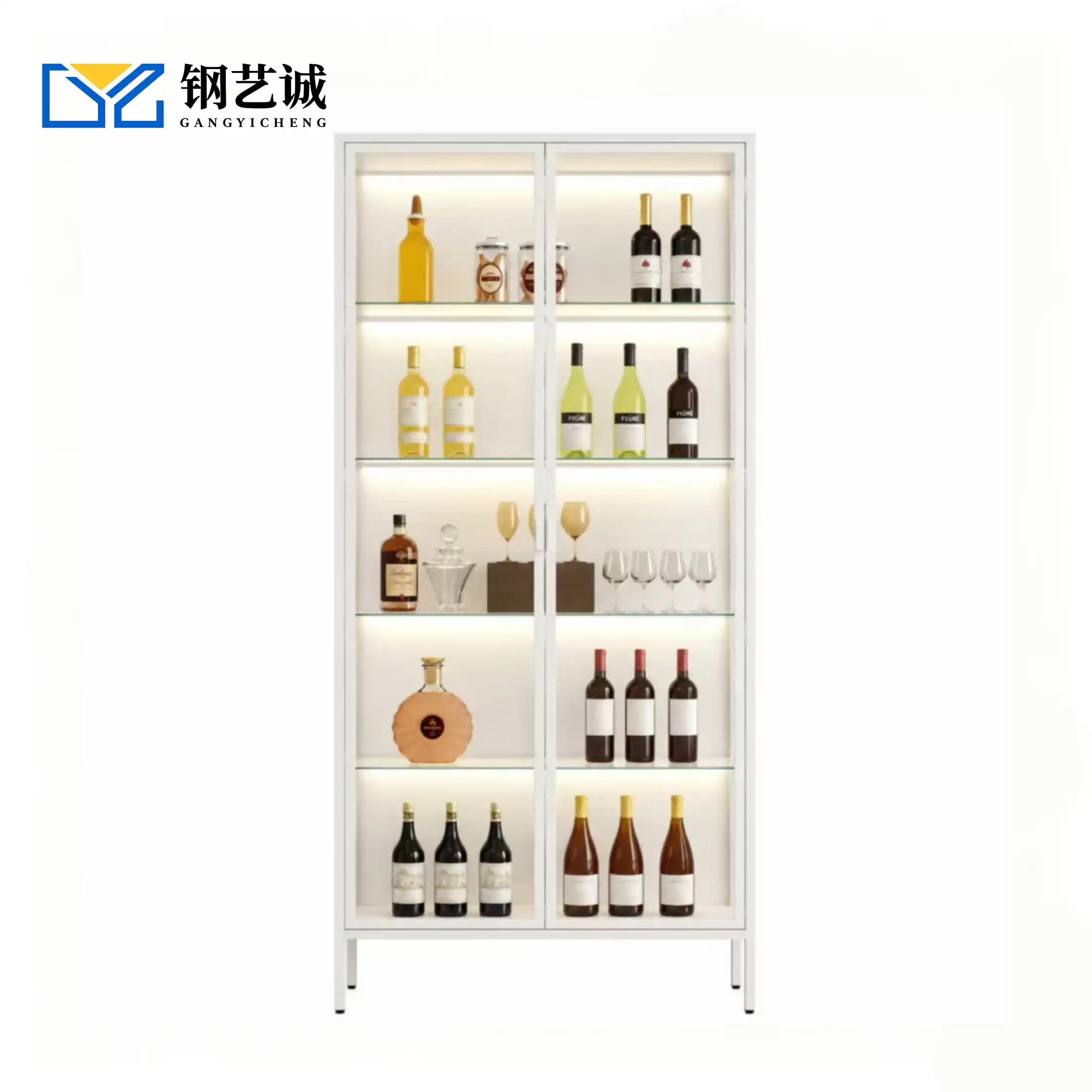 Tall Double Door Glass Display Cabinet